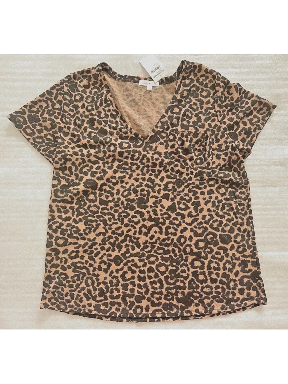 Socialite Leopard Print V-Neck Tee